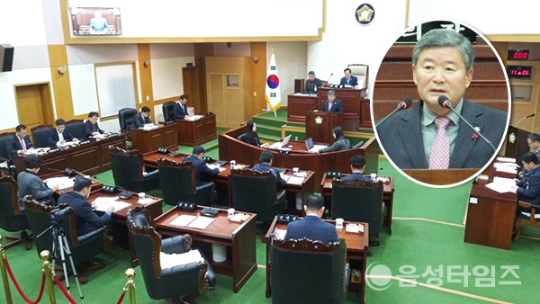 제318회 음성군의회 제3차 본회의 모습. (원내는 김영호 의원) (제공=음성타임즈)
