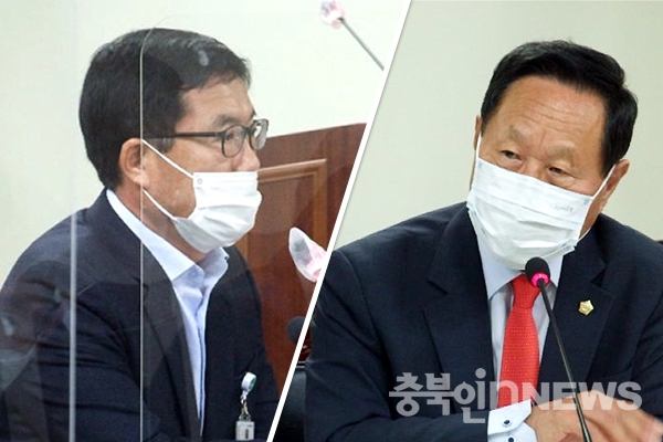 (왼쪽부터) 김기연 농정과장, 조천희 의원. (제공=음성타임즈)