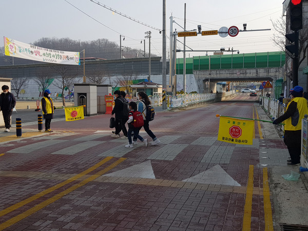 노인사회활동사업 학교교통안전지키미 모습 / 영동군