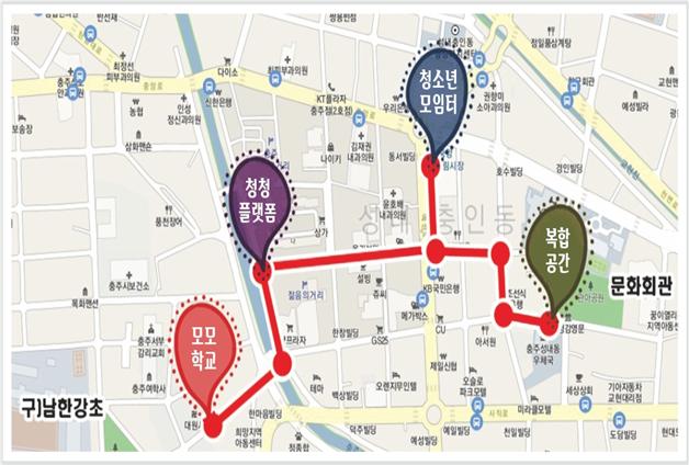 충주시 청소년공간 위치도.(충주교육지원청 제공)
