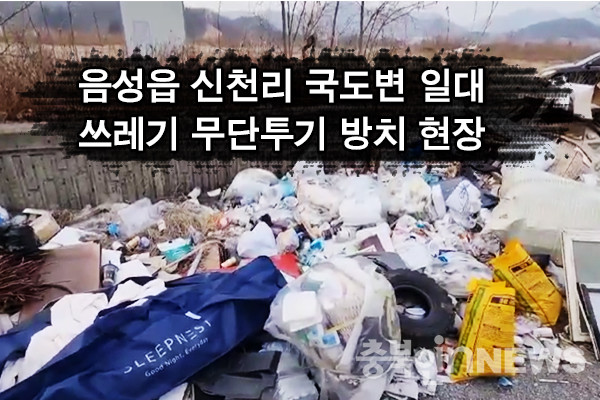 음성읍 신천리 국도변 일대에 무단방치된 쓰레기더미들.(제공=음성환경지킴위원회)