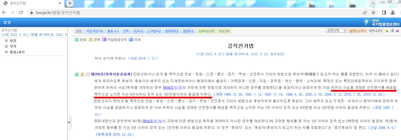 국가법령정보센터 홈페이지 캡처.