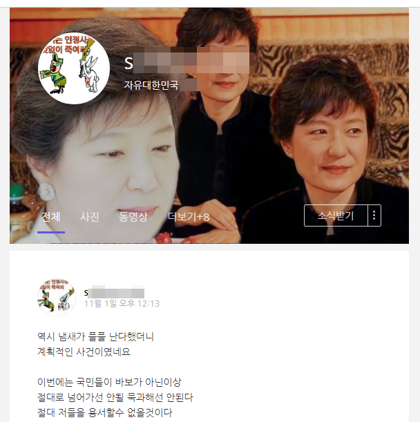 어느 한 보수성향의 네티즌이 SNS에 올린 글(사진 :  온라인 캡처)