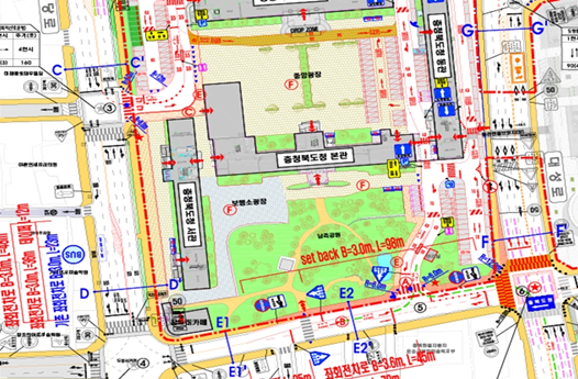 충북도가 도의회에 보관한 중앙광장 조성(안)