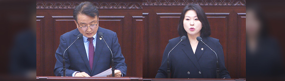 박진희(더불어민주당, 사진 오른쪽) 충북도의원이 감사원의 청남대 감사결과 불법사실이 드러난 것을 두고 “충청북도가 충청북도했다”고 꼬집었다.