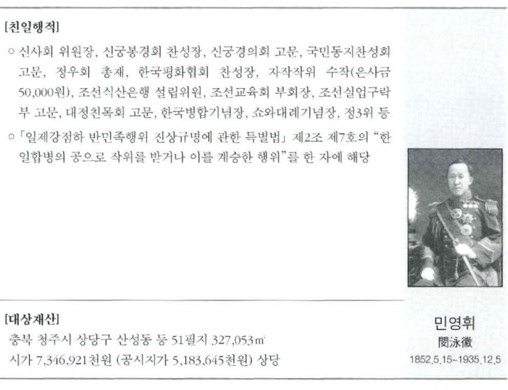 친일반민족행위자재산조사위원회가 펴낸 '친일재산조사 4년간의 발자취' 중 일부