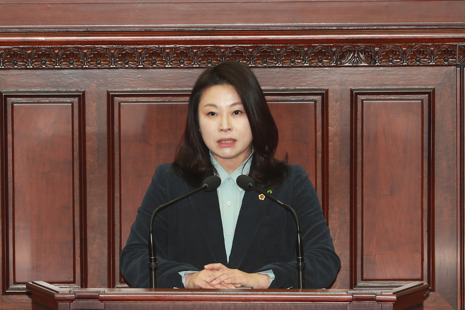 5분 자유발언에 나선 박진희 도의원. (사진=충북도의회)