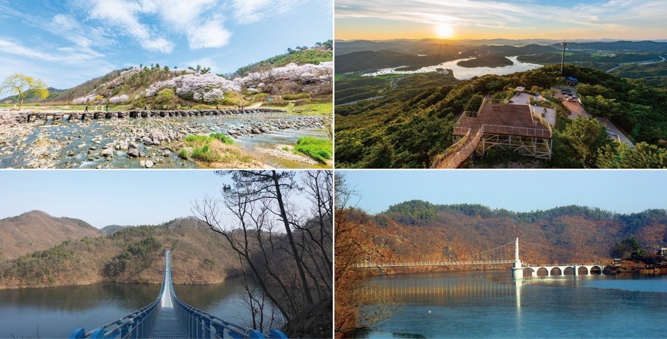 진천군 농다리와 초평호 일원 전경