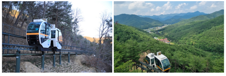 보은군이 177억원을 들여 속리산 말티재 부근에 설치한 산림레포츠 시설 모습.