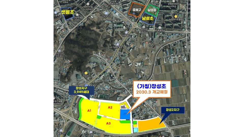 (가칭)장성초 위치도.(충북교육청 제공)