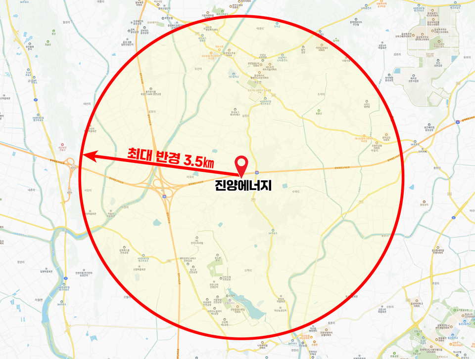 음성군 대소면 진양에너지 화학물질 누출사고로 진천군 덕산읍 지역까지 피해를 입은 것으로 나타났다.